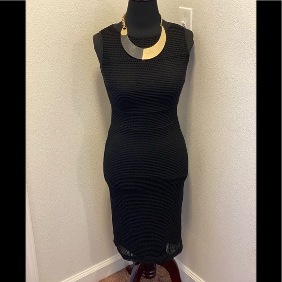 Joseph Ribkoff Black Mesh Bodycon Dress Fitted - Picture 1 of 8